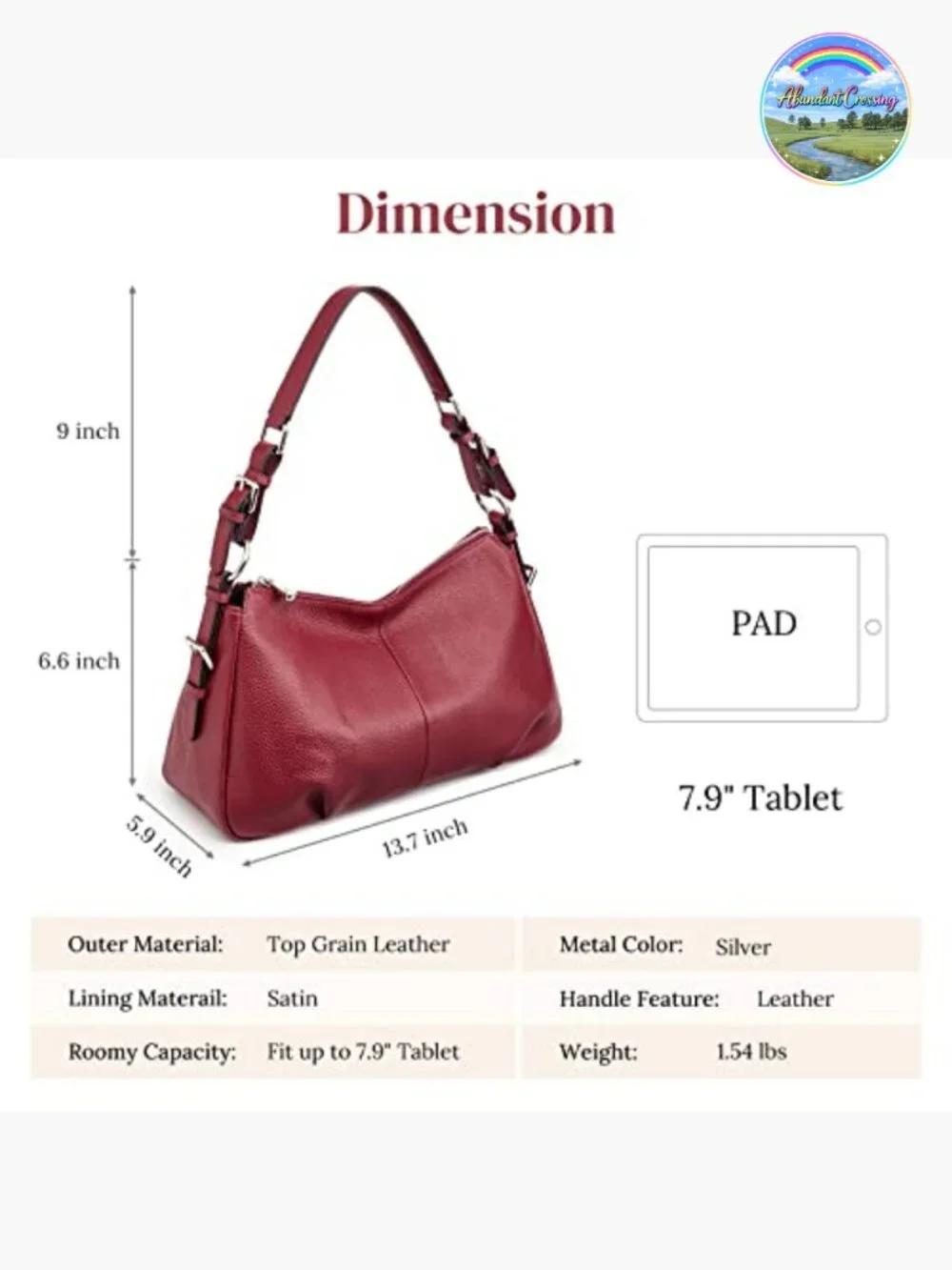 Genuine Leather Hobo Shoulder Bag Top Handle Handbag Ladies Purses